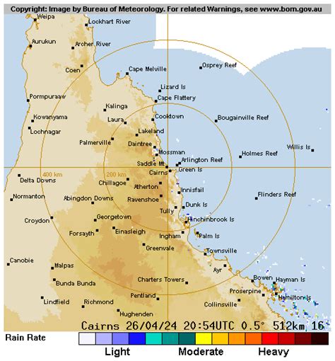 Map View MetEye. . Cairns radar loop 256